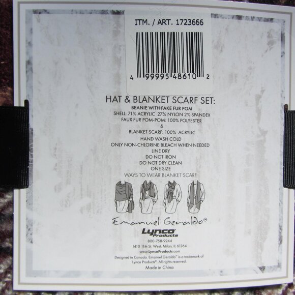 emmanuel geraldo hat & blanket scarf set NWT (CL324) - Picture 4 of 4
